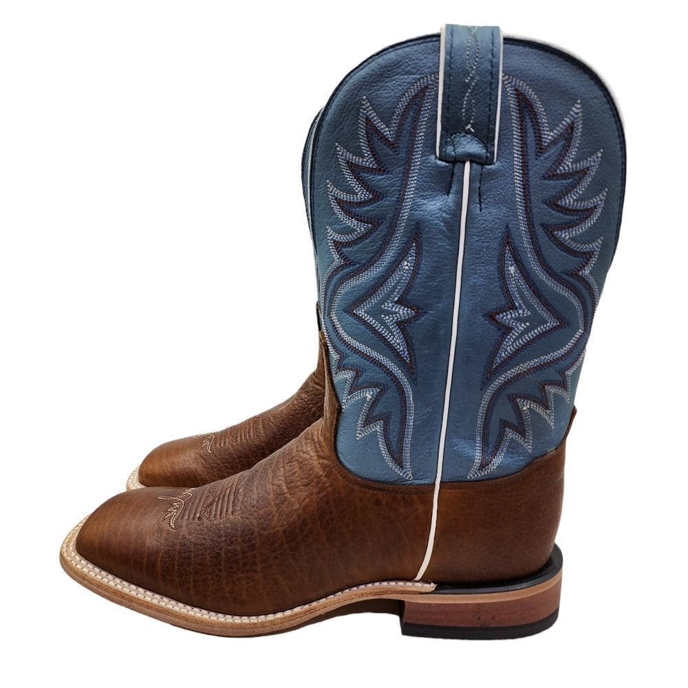 Tony Lama Men's Avett Pecan Bison Baltic Blue Cimmarron Top Western Boot - 8.5 D - Picture 2 of 10